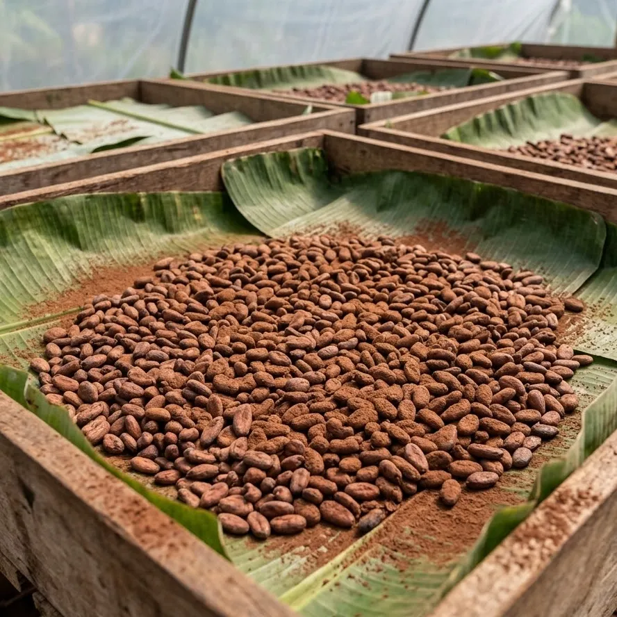 cacao beans, fermentation stage